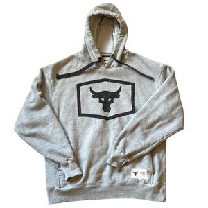 Under Armour Project Rock Hoodie Pullover Gray Black Bull Dwayne Johnson Medium